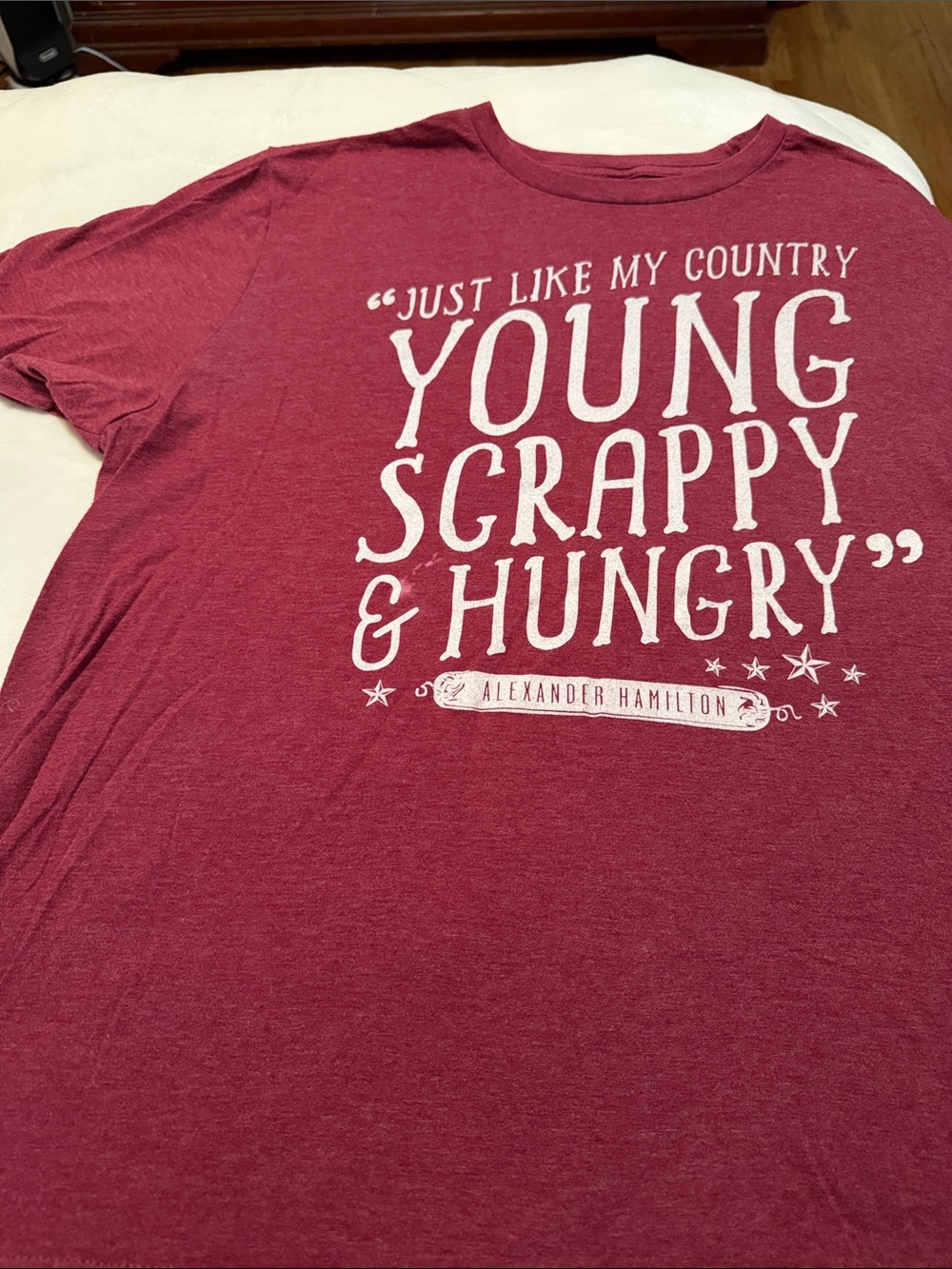 Hamilton Maroon Short-Sleeve Graphic Tee with White Print